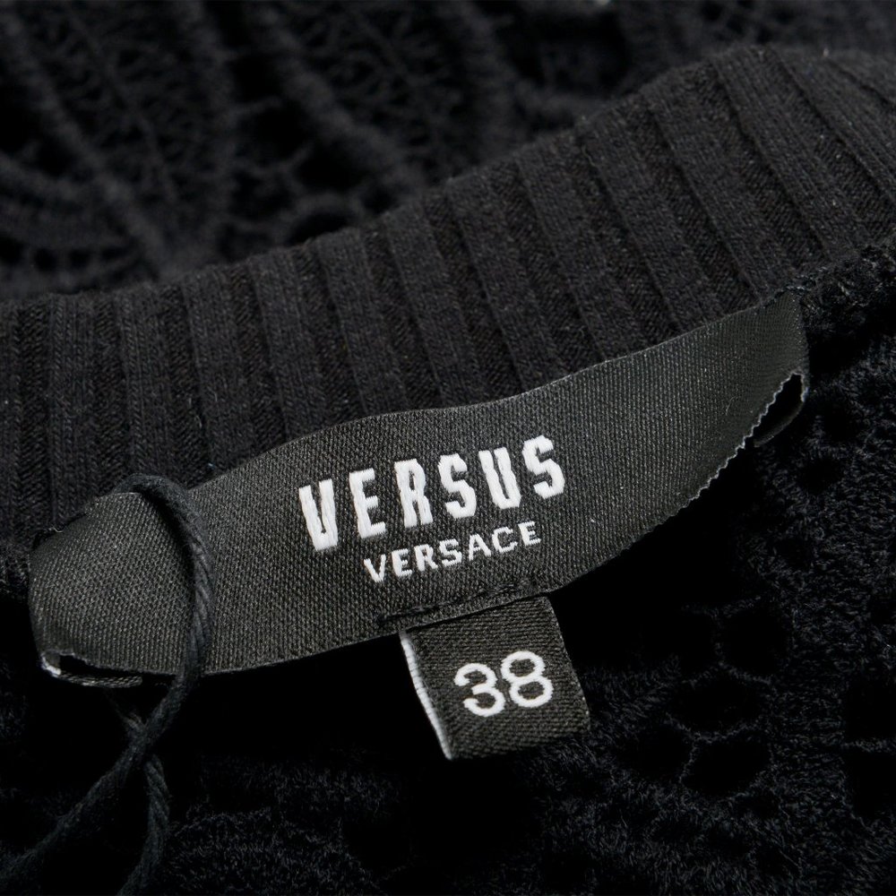 Versus by Versace Women's Black Floral Print Lace See Through Crewneck Sweater - Picture 5 of 7